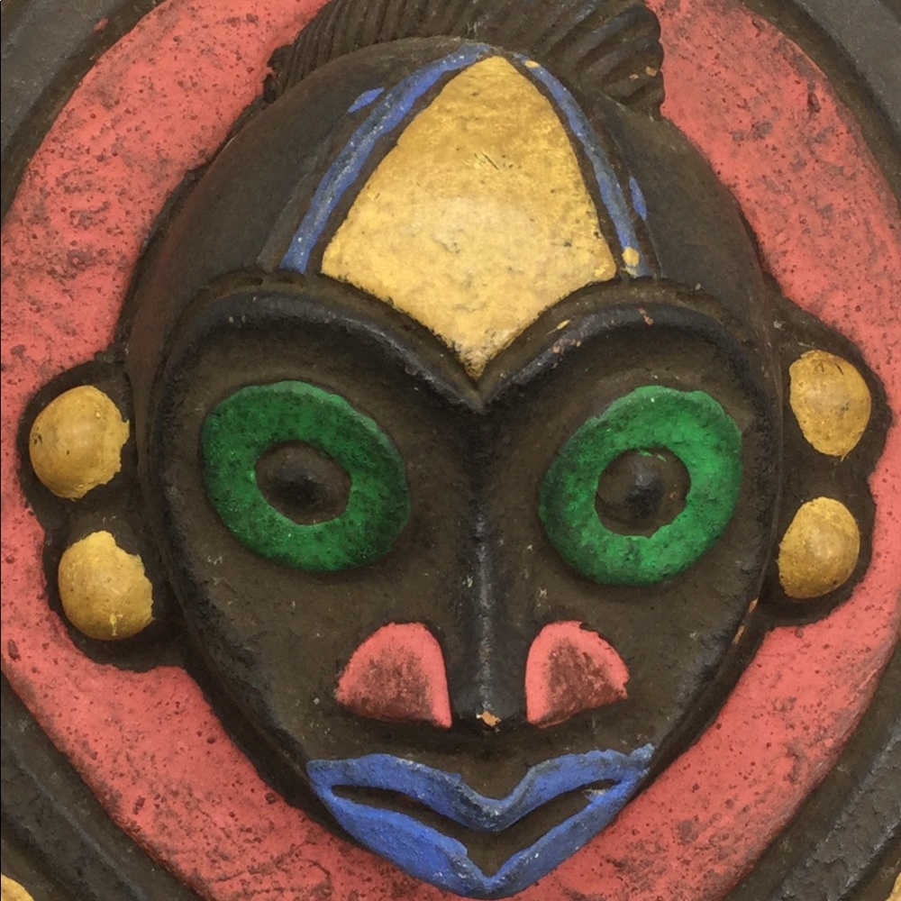 Colorful Clay African Face Wall Art Hanging Plaque
